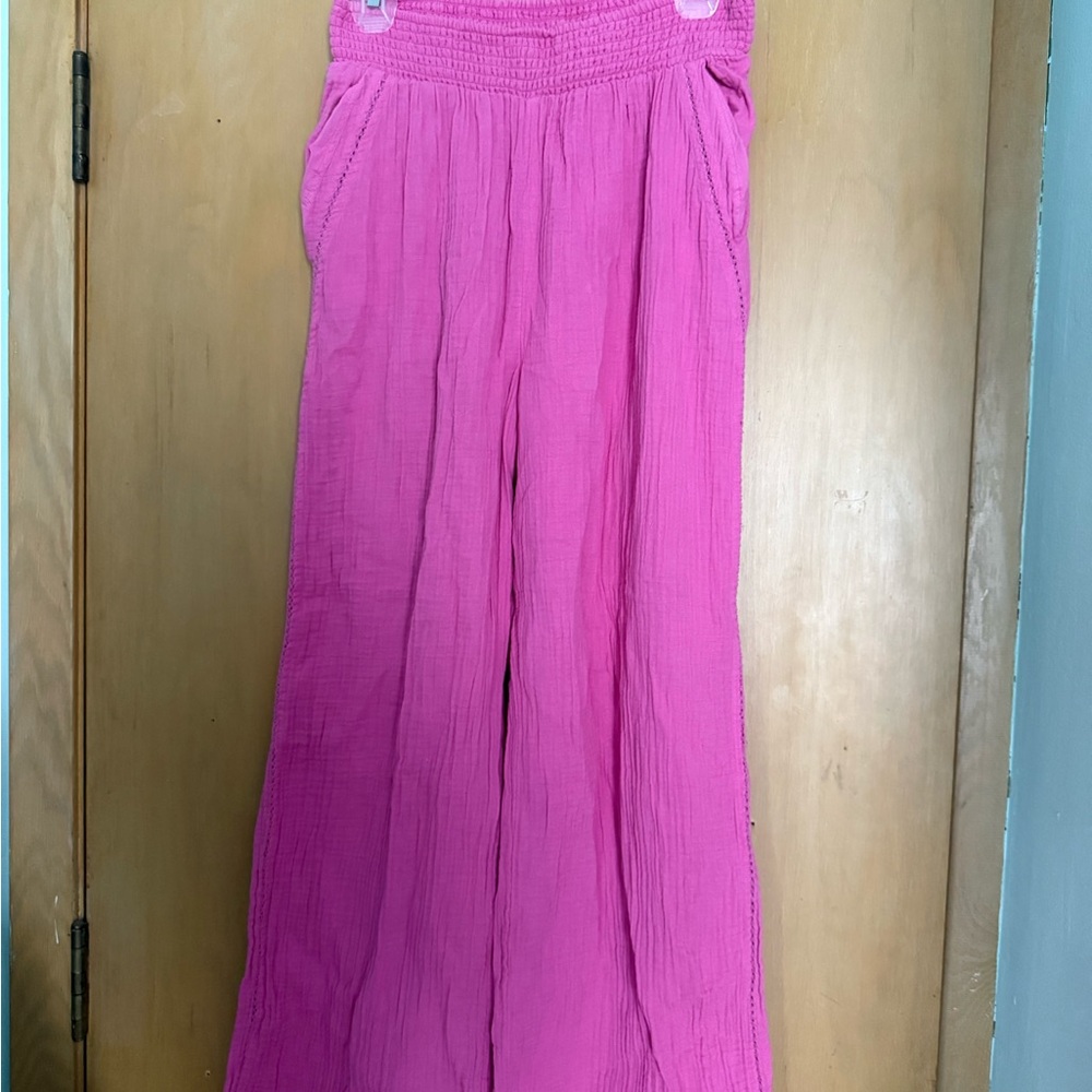 Aerie Pink Wide Leg Pants Flowing and Elegant